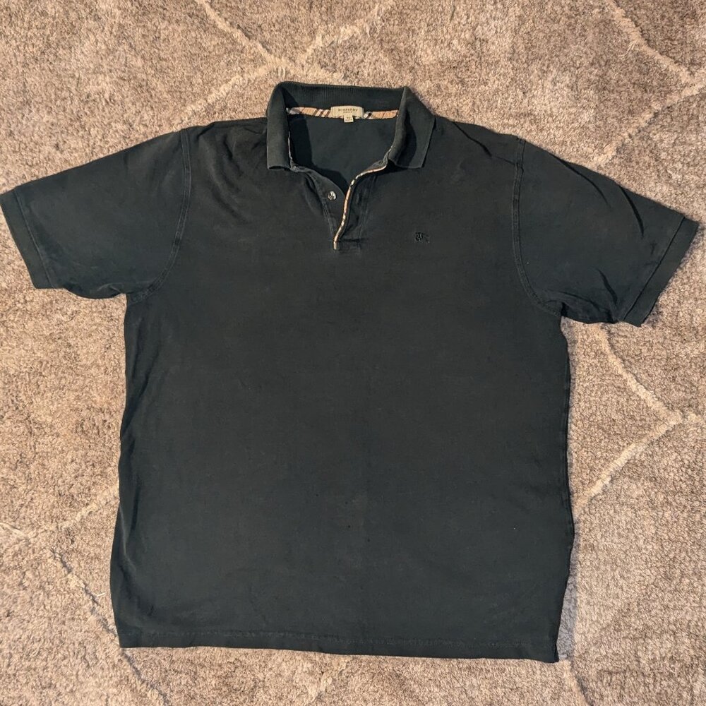 Burberry London Polo Shirt Mens X-Large Short Sleeve Embroidered Logo Dark Green